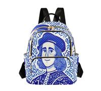 Nexawaveo Zaino trapuntato da donna, con gatti carini che guidano lo zaino per computer portatile da 14 pollici, Ritratto di Doodle Blu-1, Medium, Zaini