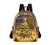 Nexawaveo Zaino trapuntato da donna, zaino da viaggio per computer portatile da 14 pollici, leggero, da lavoro, astratto, Babbo Natale, blu, Animali Cartoon Natale Caldo, Small, Zaini