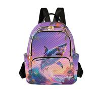 Nexawaveo Zaino trapuntato da donna, zaino da viaggio per computer portatile da 14 pollici, leggero, da lavoro, divertimento con orso, Onda Groovy Pesce, Small, Zaini