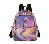 Nexawaveo Zaino trapuntato da donna, zaino da viaggio per computer portatile da 14 pollici, leggero, da lavoro, divertimento con orso, Groovy Cavalluccio Marino Surf, Medium, Zaini