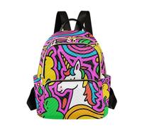 Nexawaveo Zaino trapuntato per le donne da portare a mano 14 pollici borsa per computer portatile leggero zaino da lavoro zaino psichedelico pecore zucche, Zucche di cavallo psichedeliche, Small