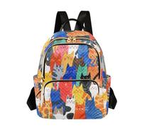 Nexawaveo Zaino trapuntato per le donne da portare a mano da 14 pollici borsa per computer portatile leggero zaino da lavoro collage farfalla colorato, Gattini colorati, Small, Zaini