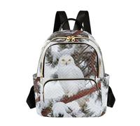 Nexawaveo Zaino trapuntato per le donne da portare a mano da 14 pollici borsa per computer portatile leggero zaino da lavoro zaino magico cavallo carino design, Gufo invernale Neve, S
