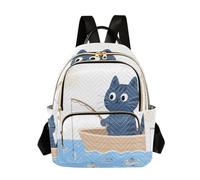 Nexawaveo Zaino trapuntato per le donne da portare a mano da 14 pollici borsa per computer portatile leggero zaino da lavoro carino gatto e cervo, Gatto carino sulla barca, Medium, Zaini