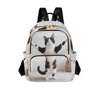 Nexawaveo Zaino trapuntato per le donne da portare a mano da 14 pollici borsa per computer portatile leggero zaino da lavoro carino mucche pois colorati, Gatto divertente., Medium, Zaini