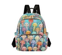 Nexawaveo Zaino trapuntato per le donne da portare a mano da 14 pollici borsa per computer portatile leggero zaino da lavoro Boho fungo scoiattolo, Simpatica medusa colorata, M, Zainetto
