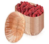 Nexboraque Confezione da 12 cestini ovali in plastica, vuoti, 25,4 x 15,7 x 7,6 cm, cestini in vimini per cucina, centrotavola, regali di Natale, marrone