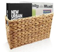 Nexboraque Portariviste intrecciato a mano, cestino in giacinto d'acqua naturale, cestino stretto 39,5 x 14,5 x 24 cm, cestino in vimini per riporre oggetti, bagno, ufficio, scrivania