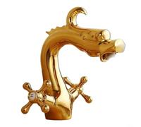 Nexbrill Dragon, rubinetto miscelatore per lavabo da bagno, struttura in ottone massiccio con aeratore a risparmio idrico e doppie maniglie a croce per un controllo preciso, installazione a foro