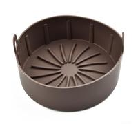 Nexbrill Pentola in silicone per friggitrice ad aria, 16 cm, accessori per padella e friggitrice, lavabile in lavastoviglie, riutilizzabile, per cucina, strumento resistente al calore, grigio (marrone