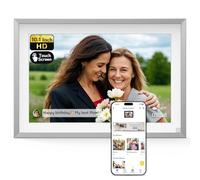NexFoto - Cornice per foto digitale da 32 GB, 10,1 pollici, cornice digitale WiFi dorata, cornice elettronica con display touch IPS, facile da condividere foto e video tramite