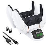NexiGo Controller Caricatore per PS5, Charging Station per Sony Playstation 5 DualSense Controller a Doppia Posizione, Colore: bianco
