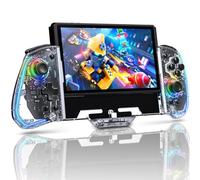 NexiGo Gripcon, (Gen 2, No Deadzone), Controller OLED Switch/Switch Migliorato per la modalità palmare, Ergonomic Design with 6-Axis Gyro, Vibration, Cristallo