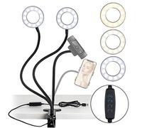 NexiGo Luce ad anello per selfie da 8,9 cm, con supporto Moible per telefono e webcam, 3 modalità di illuminazione, 10 livelli di luminosità, luce ad anello a LED con supporto per treppiede, per video