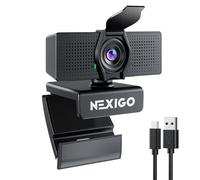 NexiGo N60 Pro (Gen 2) - Webcam 1080P con lente senza distorsioni, cavo dati USB 3.0 a Type-C, microfono con riduzione del rumore e copertura privacy, per Zoom/Skype/Teams/Webex, laptop MAC PC desktop