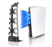 NexiGo PS5 Ventola di Raffreddamento con Luce LED, per edizioni Disco e digitali, Sistema di Raffreddamento efficiente, Facile da installare, velocità Regolabile delle ventole e Porta USB Extra