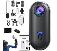 Nexo25 Camera, Motiontrail - Nexo25 Black Camera, POV Cameras 4k Motiontrail, with Ip68 Waterproof Wearable Action Cam, Magnetic Clip, 360° Rotation, for Travel, Outdoor Sports (Black-4K-B)