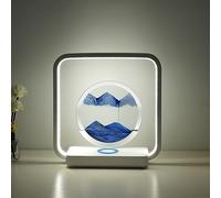 Nexoria Immagine Artistica Con Sabbia Mobile, Vetro 3D a Clessidra del Mare Profondo, Pittura LED Che Si Muove, Lampada da Tavolo Con Sabbia Fluente, Luce Notturna (A-Blu)