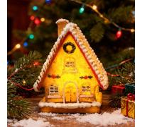 Nexoria Villaggio di Natale con illuminazione, decorazione natalizia per interni, mini casa luminosa in resina, illuminazione natalizia per interni a LED, decorazione (B)