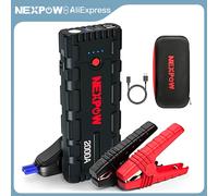 NEXPOW Accumulatori e caricabatterie di riserva per avviamento di emergenza per auto con corrente di picco da 2000 A, amplificatore per batteria portatile da 12 V con ricarica rapida USB 3.0