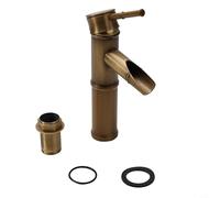 NexRen Rubinetto miscelatore per lavabo in ottone antico, monocomando, rubinetto dell'acqua calda e fredda con valvola in ceramica, per lavabo da bagno, finitura marrone, attacco G1/2 (S)