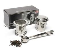 NEXROLA infusore per tisane 2 pezzi, infusore tè con manico ribaltabile e coperchio, design a rete fine, con cucchiaio dosatore per tè, adatto per tazze da tè/teiere 18 x 8cm