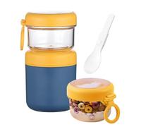 NEXROLA Porta Yogurt e Cereali Portatile 860ml CON CUCCHIAIO, (530ml + 330ml) in Acciaio Inossidabile 304 per Muesli, Fiocchi d'Avena & Cereali, 100% BPA Free e Impermeabile, Ideale per Viaggi, Lavoro