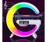 Nexstron Mini lampada per atmosfera con caricabatterie wireless, con sveglia, altoparlante Bluetooth con luce d'atmosfera, lampada da comodino regalo per decorazione domestica, camera da letto