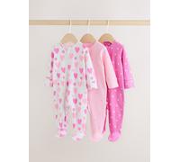 Next 3 Confezione da pigiami per neonati con cerniera a due vie (0-2anni) 8086cm rosa
