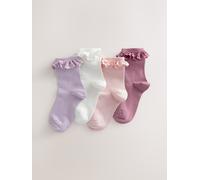 Next 4 Confezione da calzini alla caviglia con volant in cotone rosa