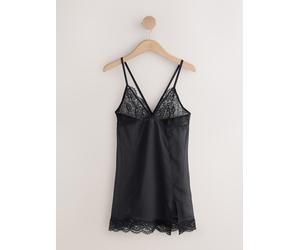 Next Abito sottoveste in pizzo glamour 36 Nero