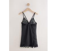 Next Abito sottoveste in pizzo glamour 48 Nero