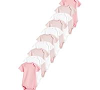 NEXT Bambina Confezione da 10 body per neonati a maniche corte Rosa/Bianco 9 Mesi-12 Mesi