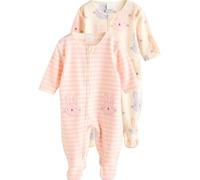NEXT Bambina Confezione da 2 Tutine Bebè in Micropile con Zip bidirezionale Rosa 9 Mesi-12 Mesi