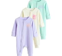 Next Bambina Confezione da 3 tutine senza piedini per neonati in 100% cotone con zip bidirezionale Multi 3 Mesi
