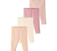 NEXT Bambina Confezione da 4 Leggings per Neonati Pink Ribbed 9 Mesi-12 Mesi