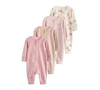 NEXT Bambina Confezione da 4 Tutine Bebè con Zip bidirezionale Rosa 12 Mesi-18 Mesi