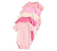 NEXT Bambina Confezione da 5 body a coste a maniche corte per neonati in 100% cotone Bright Pink 12 Mesi-18 Mesi