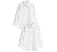 next Bambine E Ragazze 2 Camicie A Maniche Lunghe con Colletto Tondo Bianco 10 Anni