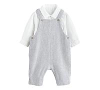 NEXT Bambini Completo salopette e body per neonato in 100% cotone Grey/White 18 Mesi-24 Mesi