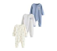 NEXT Bambini Confezione da 3 Tutine Bebè con Zip bidirezionale Blue Milk Club 9 Mesi-12 Mesi