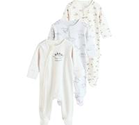 NEXT Bambini Confezione da 3 tutine bebè in 100% cotone con zip bidirezionale Grigio Newborn