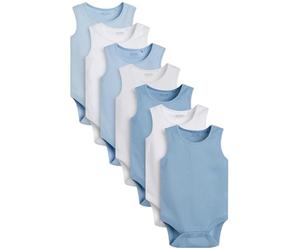 NEXT Bambini Confezione da 7 body a canotta per neonati Blu 18 Mesi-24 Mesi