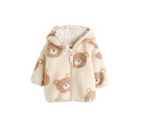 NEXT Bambini Giacca in pile con zip Natural Bear Face 3 Mesi-6 Mesi