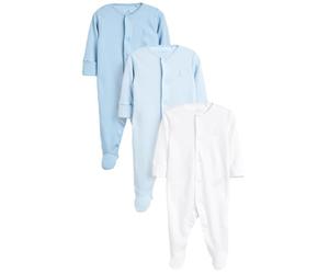 next Bimbo 3 Tutine in Cotone bio Certificato GOTS Blu/Bianco 12-18 Mesi