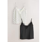 Next Black/Ecru Polka Dot Lace Cami Tops 2 Pack 50 Nero