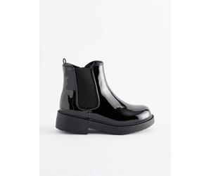 Next Black Patent Standard Fit (F) Chelsea Ankle Boots uk4eu37 Nero