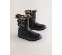 Next Black Standard Fit (F) Faux Fur Lined Buckle Boots uk7eu41 Nero