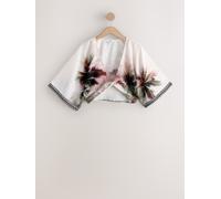 Next Black/White Palm Border Print Twist Front Cover-Up xlarge Nero