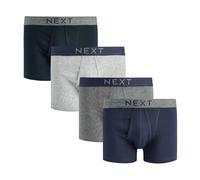 NEXT Boxer da Uomo con Design Frontale ad A, Mutande da Uomo 100% Cotone Traspirante, vestibilità Comoda, Grigio e Blu, Confezione Multipla da 4 Slip Grigio/Blu Scuro XL